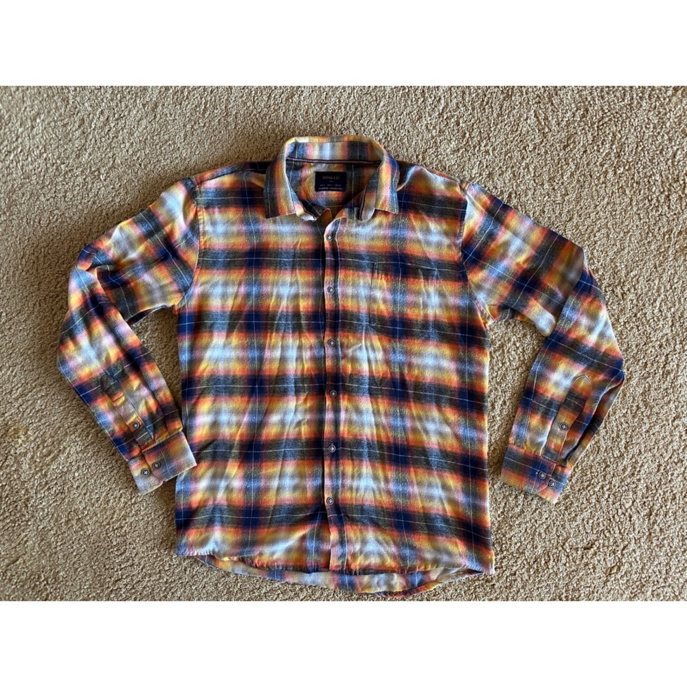 Nomad Plaid Flannel Button Up Womens L Cozy Workwear Grunge Cabin Core